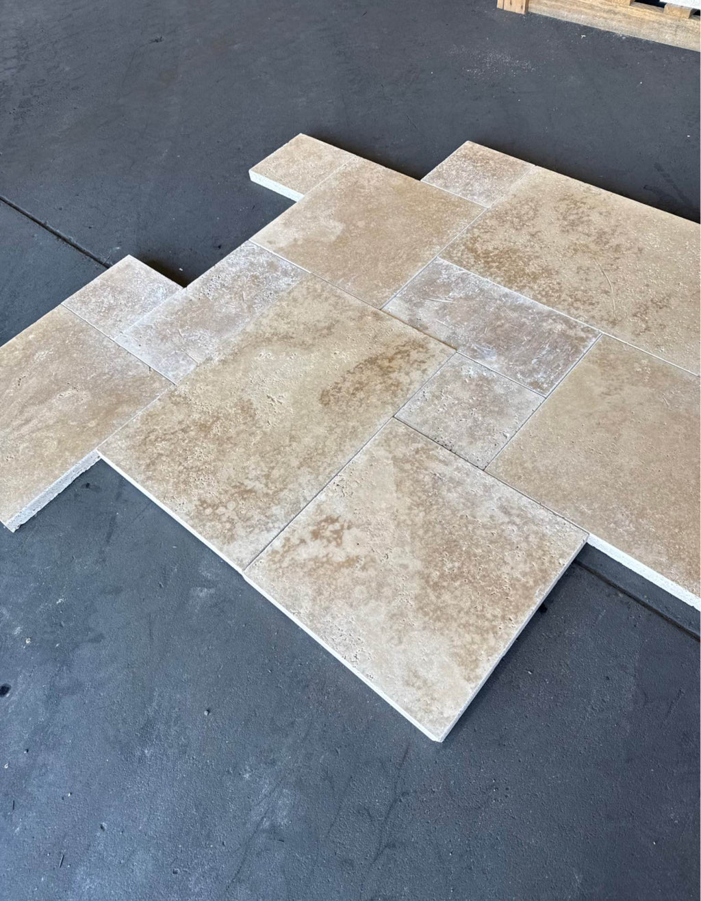Beige Travertine Pavers - Versailles Pattern